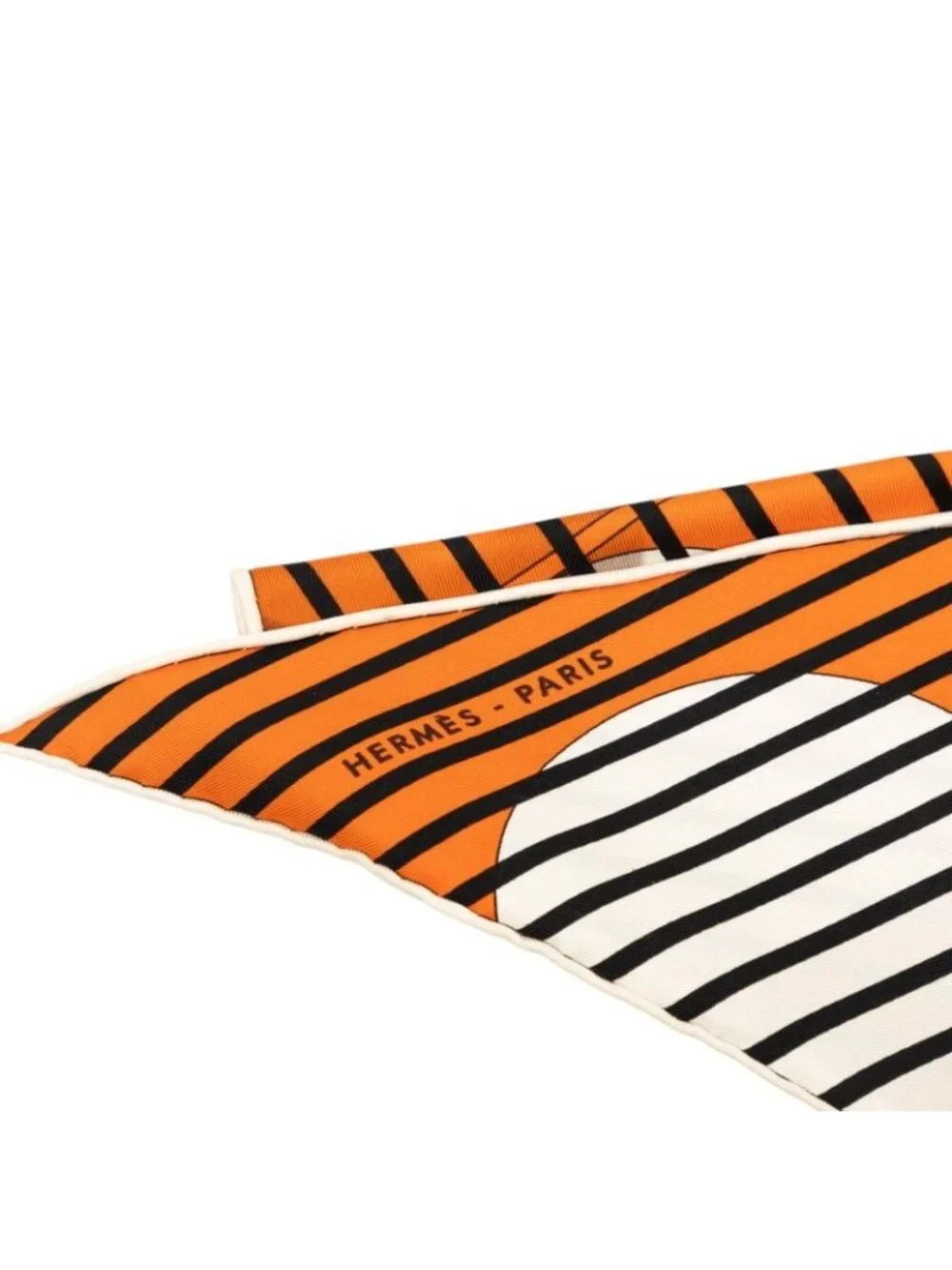Hermes Pointeau Logo Scarf Orange Multicolor Silk